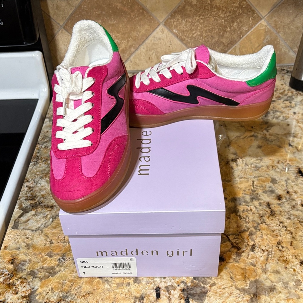 Madden Girl Fuchsia and Black Sneakers